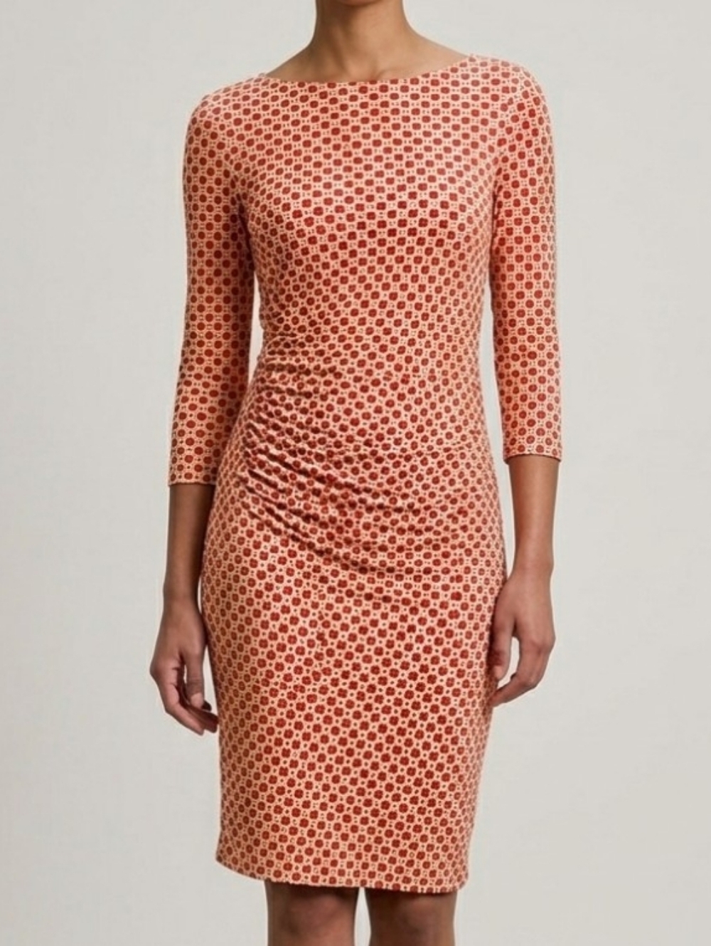 NWT J. McLaughlin 3/4 Sleeve Sage Dress Red/Gold Boxer Sz XS